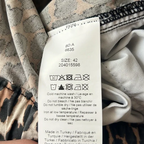 GANNI Leopard Washed Cotton Canvas Drawstring Trousers in Almond Milk 42 - Picture 12 of 13